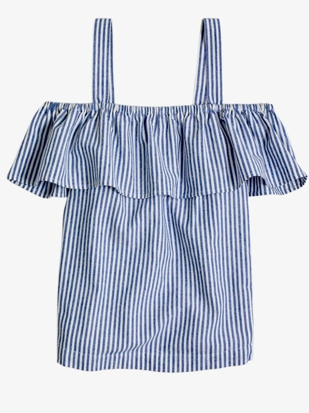 J Crew Striped Ruffled Strappy Top in Blue/White Womens 6